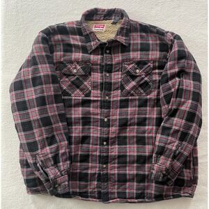 Wrangler Flannel Sherpa Lined Jacket Mens 2XL Red Black Plaid Shacket Cabincore